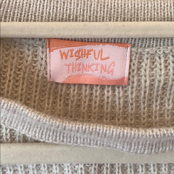 Trendy Style Open Neck Sweater Cream/Tan - Picture 2 of 2